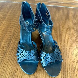Black Isola Laser cut Women's Leather Sandals